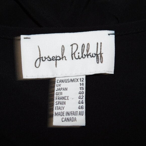 Joseph Ribkoff Knot Front Asymmetric Hem 3/4 Sleeve Top 193138 Black Womens 12 - Picture 4 of 8
